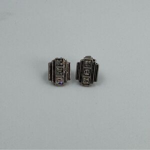 Lia Sophia Silver Tone Seeker Stud Earrings Art Deco Inspired Pierced Earrings